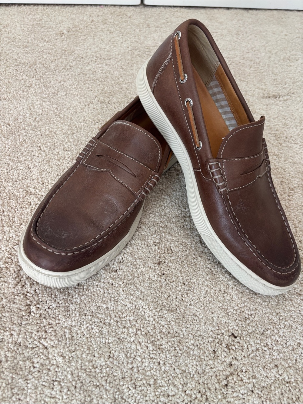 Sherry Men's Brown Leather Topsider Slip On Loafers